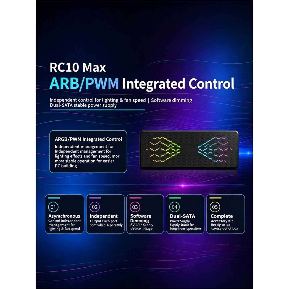 RC10max ARGB Hub Computer Case - Case Fan Controller recension och pris